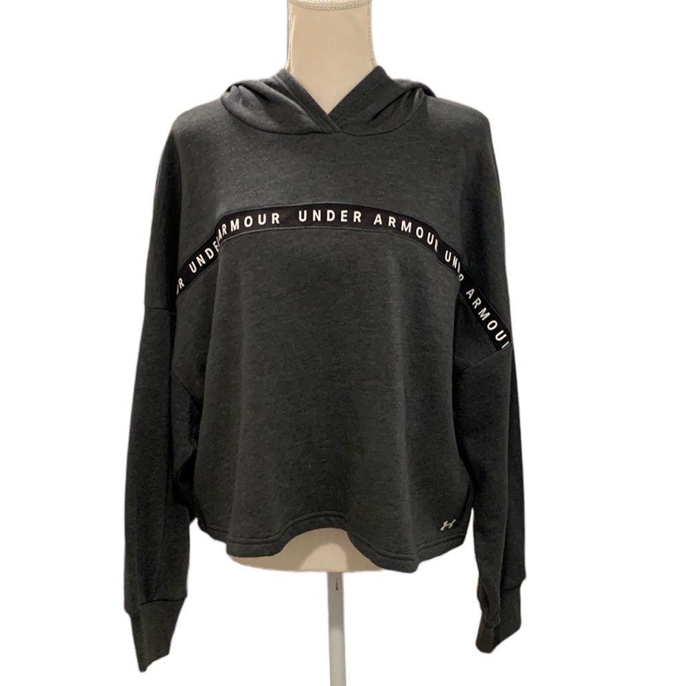 Under Armour Grey Cropped Hooded Sweatshirt